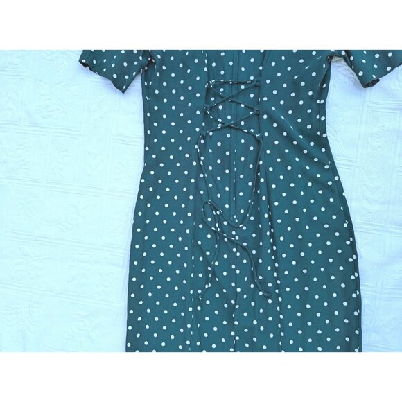 My Michelle Dress size 7/8 Preppy Polka Dot Rayon blend Swing Trad Wife 90s READ - Picture 13 of 16
